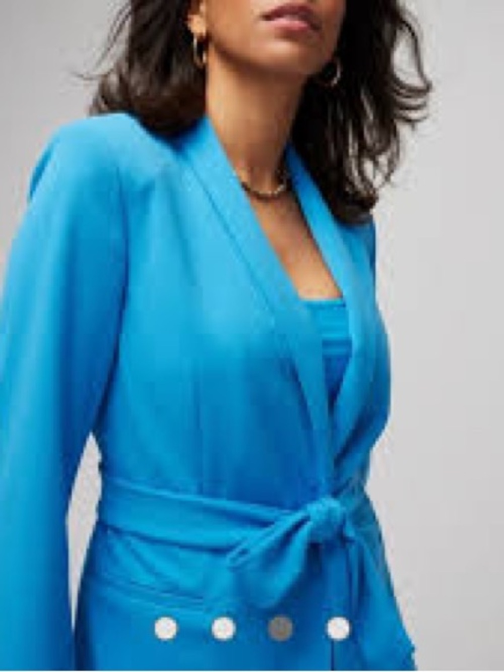White House Black Market Light Blue Belted Blazer